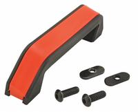 Offset Plastic Handle: 10 Series/15 Series, Inch, Nylon, Black/Orange, Slide-In (MPN 2079). Key specifications — Mounting Type: Slide-In; Color: Black; Orange; Includes Fasteners: Yes; Brand: 80/20; Finish: Matte; Material: Nylon.