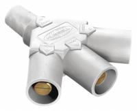 3-Fer: Female-Male-Male-Male, White, 600V AC/600V DC, 400 A, Series 16 (MPN HBLF3MW). Key specifications — Brand: HUBBELL; Gender Configuration: Female-Male-Male-Male.