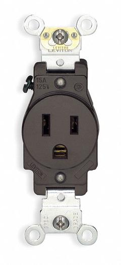 LEVITON Receptacle: Single, 5-15, Ivory, 125V AC, 15 A, 2 Pole / 3 Wire (MPN 5261-I)