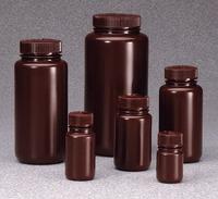 NALGENE Storage Bottle: HDPE, 125 mL, 4 fl oz, Closure Included, Amber, 38 mm, Polypropylene (MPN DS2185-0004). Key specifications — Brand: NALGENE; Graduated: No; Body Color: Amber.