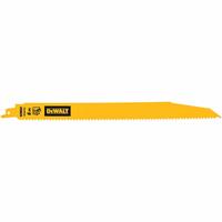 DEWALT Reciprocating Saw Blade: 6 Teeth per Inch, 12 in Blade Lg, 0.06 in Blade Thick, 5 PK (MPN DWAR106). Key specifications — attr1109198: 6; attr1109200: Rigid for Straight Cuts; attr1109201: Tapered; attr1109209: DEWALT.