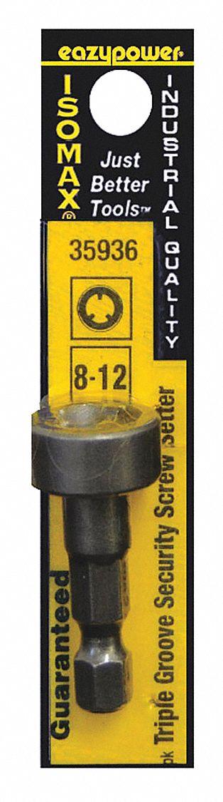 APPROVED VENDOR Insert Bit: Insert Bit, Imperial, Tri-Groove Head, #8 to #12 Bit Industry Size - Tri-Groove Security Bits