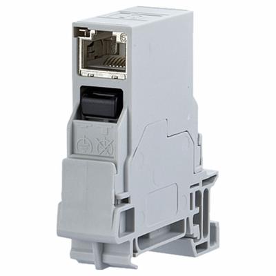 METZ CONNECT Terminal Rail Insert: Cat6, Data/HDBaseT/Power, 8 Poles, 90° Angled, Cable - Rail-Mount RJ45 Connector Modules