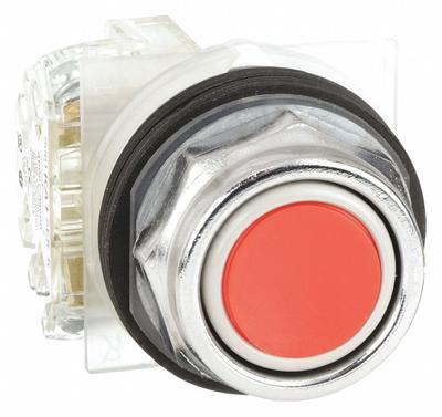 SCHNEIDER Flush Push Button Operator: Non-Illuminated, Flush Profile, Metallic, 30 mm - Flush-Mount Push Buttons