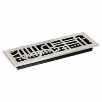 Floor Register: Floor, 15 1/2 in H, 5 1/2 in W, Decorative, Brushed, Nickel, Steel Grille, One-Way (MPN ADH414-NKL). Key specifications — Adjustable Blades: No; Brand: DECOR GRATES; Airflow Directions: One-Way; Grille Color: Nickel.