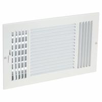Sidewall/Ceiling Register: Ceiling/Wall, 9 3/4 in H, 15 3/4 in W, Louvered, Powder Coated, White (MPN 4MJG9). Key specifications — Adjustable Blades: No; Brand: APPROVED VENDOR; Airflow Directions: Three-Way; Grille Color: White.