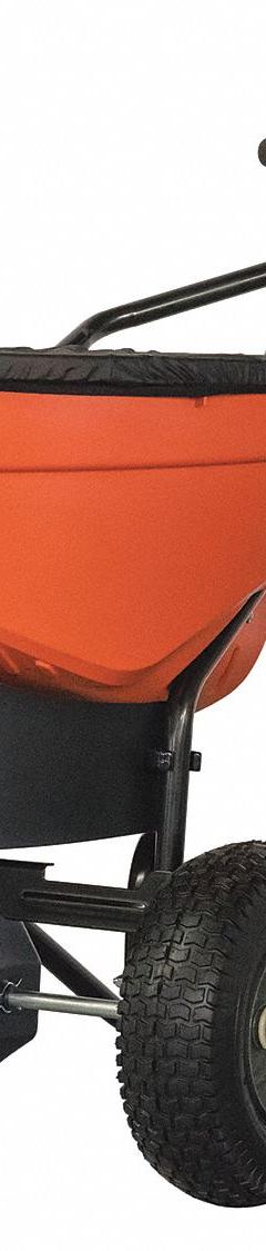 AGRI-FAB Manual Walk-Behind Spreader: Snow Removal and De-Icing, 130 lb Capacity, Steel, 10 ft (MPN 45-0548). Key specifications — Brand: AGRI-FAB; Frame Material: Steel; Spread Width - Maximum: 10 ft.
