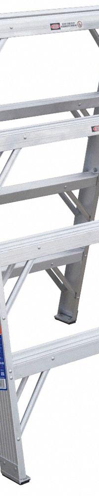 WERNER Step Stool: 4 Steps, 4 ft Overall Ht, 300 lb Load Cap, Aluminum, 1.9 ft Standing Ht (MPN TW374-30). Key specifications — Brand: WERNER; Color: Silver.