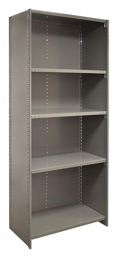 LYON Welded Posts and Side Sheet: 85 in Overall Ht, Steel, 24 ga, Gray, Boltless - Steel Posts & Post Kits for Standard Metal Shelving