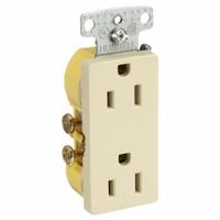 HUBBELL Receptacle: Decorator Duplex, 5-15, Ivory, 125V AC, 15 A, 2 Pole / 3 Wire (MPN RRD15I)