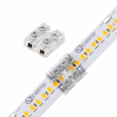 Tape Light Terminal Block Connector: 0.62 in Lg, Tape-To-Tape/Terminal Block, 16 AWG, 20 AWG (MPN DI-TB12-CONN-TTT-25B). Key specifications — Minimum Wire Gauge: 20 AWG; Brand: DIODE LED; Product Type: Tape Light Connector; Connection Type: Tape-To-Tape; Maximum Wire Gauge: 16 AWG.