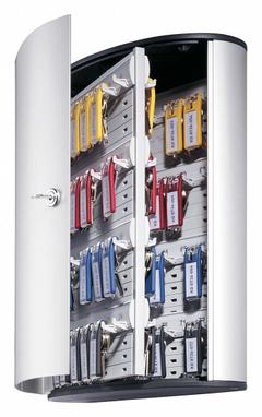 Key Box: 72 Key Capacity, Single Key Lock, Aluminum, Gray, 15 3/4 in Ht, 11 7/8 in Wd, 4 5/8 in Dp (MPN 195523). Key specifications — Brand: DURABLE; Finish: Brushed Aluminum; Includes Key Tags: Includes Key Tags; Includes Mounting Hardware: Mounting Hardware Included; Color: Gray; Mounting Location: Wall; Material: Aluminum.