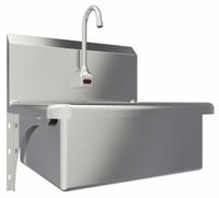 SANI-LAV Hands-Free Sink: 1 Stations, 9 in Bowl Dp, 20 in Bowl Lg, 17 in Bowl Wd, Faucet Included (MPN 504A). Key specifications — Includes Side Splash: Side Splash Not Included; Series: Stainless Steel Hand Wash Sink; Brand: SANI-LAV; Power Source: AC Powered.
