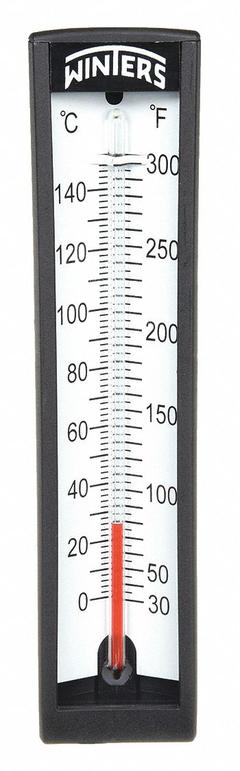 WINTERS Industrial Glass Thermometer: 30°F to 300°F /0°C to 150°C, +/-2% Accuracy, 1.837 in Stem Lg (MPN TAS143LF.). Key specifications — Thermometer Thread Type: NPT; Accuracy: +/-2%; Brand: WINTERS.