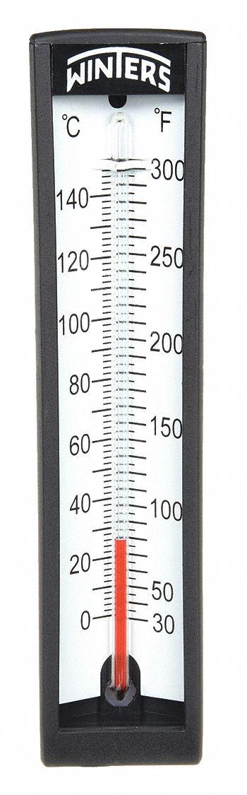 WINTERS Industrial Glass Thermometer: 30°F to 300°F /0°C to 150°C - Lead-Free Adjustable-Angle Thermometer with Thermowell