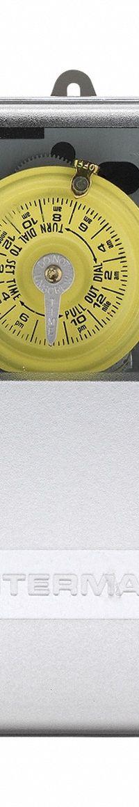 INTERMATIC Electromechanical Timer: 24 hr, 120V AC, SPST, Mechanical (MPN T101PCD82). Key specifications — Body Material: Plastic; Indoor/Outdoor Usage: Indoor; Mounting Style: Surface; Brand: INTERMATIC.