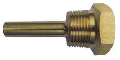 APPROVED VENDOR Threaded Thermowell: Brass, For 2 1/2 in Stem Lg - Stepped-Shank Threaded Thermowells