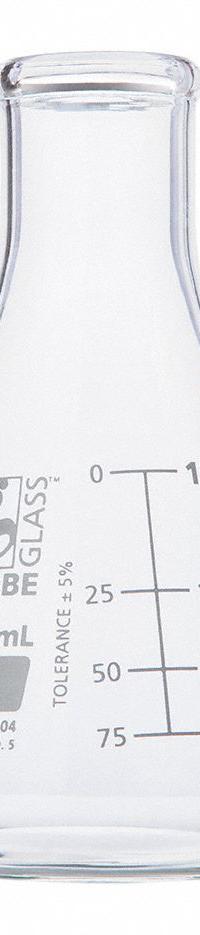 GLOBE SCIENTIFIC Erlenmeyer Flask: 125 mL, Colorless, Conical, A, 5 Compatible with Stopper Size (MPN 8400125). Key specifications — Shape: Conical; Body Color: Colorless; Brand: GLOBE SCIENTIFIC; Compatible with Stopper Size: 5; USP Specification: Type I.