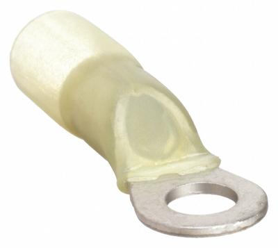 PANDUIT Ring Terminal: Yellow, Heat Shrink Insulation, #10 Stud Size - Insulated Ring Terminals with Heat Shrink