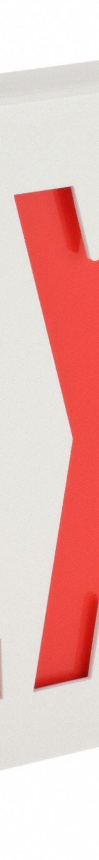 Exit Sign: Emergency Battery Backup, LED, White, Red, 1 Faces, Ceiling, Nickel Cadmium, 120/277 V AC (MPN LE S W 1 R EL N). Key specifications — Voltage: 120/277 V AC; Directional Indicators: Universal Field Selectable Chevrons; Text Color: Red; Brand: LITHONIA LIGHTING; Emergency Battery Backup: Yes; Housing Color: White; Lighting Technology: LED; Self Diagnostics: No.