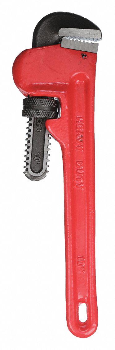WESTWARD Pipe Wrench: Cast Iron, 1 1/2 in Jaw Capacity, Serrated, 10 in Overall Lg - Straight Pipe Wrenches