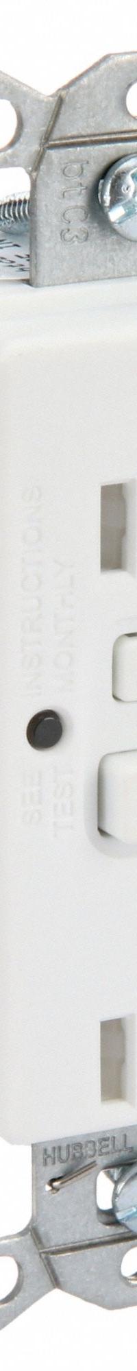 HUBBELL GFCI Receptacle: Duplex, 5-15, White, GFCI, 125V AC, 15 A, 2 Pole / 3 Wire (MPN GFRTR15W)