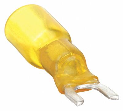 VELVAC Fork Terminals: Yellow, Heat Shrink, 1/4 in Stud Size, 12 AWG – 10 AWG Wire Range - Insulated Fork Terminals