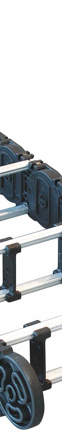 KABELSCHLEPP Cable and Hose Carrier: Open, 4 Channels, 1.5 in Cavity Ht, 8.5 in Cavity Wd, 60 in (MPN MC0650-8.50-RS-220-3V5). Key specifications — Brand: KABELSCHLEPP; Crossbar Material: Aluminum; Item: Cable and Hose Carrier; Series: M; Mounting Brackets Included: Without Mounting Brackets; Outside Width: 9.7 in; Outside Height: 2.2 in; Length: 60 in.