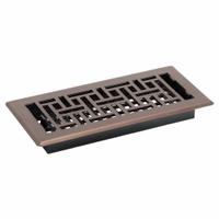 Floor Register: Floor, 11 1/2 in H, 5 1/2 in W, Decorative, Rubbed, Bronze, Steel Grille, One-Way (MPN AJH410-RB). Key specifications — Adjustable Blades: No; Brand: DECOR GRATES; Airflow Directions: One-Way; Grille Color: Bronze.