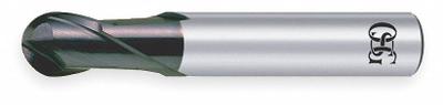 OSG Ball End Mill: Carbide, WXS Coated, 2 Flute, 6 mm Mill Dia, 9 mm LOC - Carbide Ball End Mills for Hardened Materials