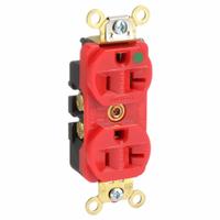 HUBBELL Receptacle: Hospital Grade Fed. Spec., Duplex, 5-20R, Red, 125V AC, 20 A, 2 Pole / 3 Wire (MPN HBL8300ILR)