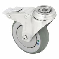 MEDCASTER Bolt-Hole Caster: Swivel, Side Brake, Rubber, 4 in Wheel Dia., 1 1/4 in Wheel Wd, Nylon (MPN SS04AMX125TLHK01). Key specifications — Brand: MEDCASTER; Roll Up: Swivel with Brake.