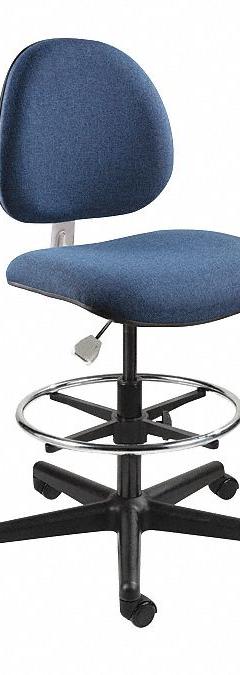 ESD Task Chair: Fabric, Armless, Ht Range 21 in to 28 1/2 in, 18 in Seat Wd, 18 in Seat Dp, 0 Glides (MPN V830SHC). Key specifications — Foot Support: Yes; Base Material: Nylon; Brand: BEVCO; Product Type: ESD Task Chair; ESD-Safe: ESD-Safe.