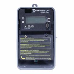INTERMATIC Electronic Timer: 7 day, Not Astronomic, 120-277V AC, SPDT, Digital (MPN ET2715CR). Key specifications — Body Material: Metal; Indoor/Outdoor Usage: Outdoor; Astronomic Functionality: Not Astronomic; Mounting Style: Surface; Brand: INTERMATIC.