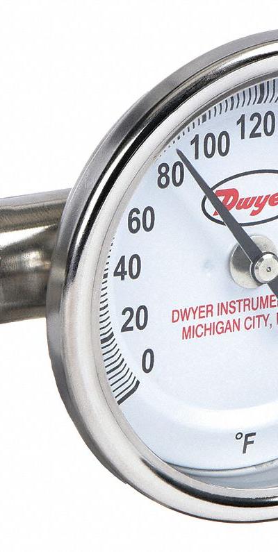 DWYER Dial Thermometer: 0°F to 240°F - Side- & Bottom-Mount Fixed-Angle Thread-Mount Dial Thermometers