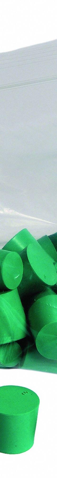 Stopper: Neoprene, 00 to 7 Stopper Size, 25 mm Overall Ht, Green, Autoclavable, 0 Holes (MPN NSTPK2). Key specifications — Brand: UNITED SCIENTIFIC SUPPLIES INC; Color: Green; Stopper Size: 00 to 7; Material: Neoprene.