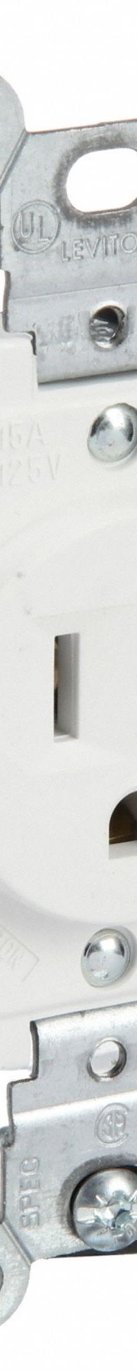 LEVITON Receptacle: Single, 5-15, White, 125V AC, 15 A, 2 Pole / 3 Wire (MPN 5015-W)