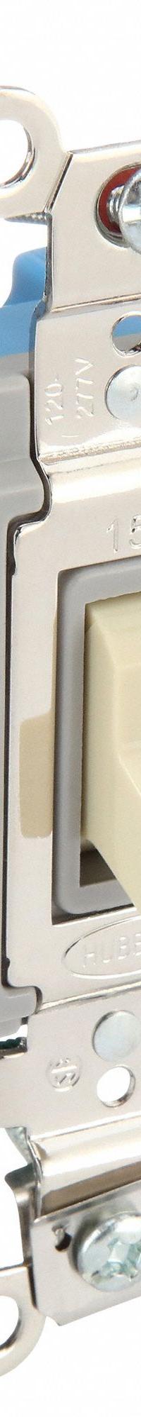 HUBBELL Wall Switch: Toggle Switch, 3-Way, Maintained, Ivory, 120/277V AC, 15 A (MPN HBL1203IL). Key specifications — Illuminated: Yes; Voltage Rating: 120/277V AC.