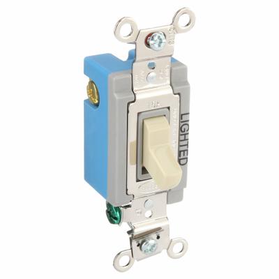 HUBBELL Wall Switch: Toggle Switch, 3-Way, Maintained, Ivory, 120/277V AC - Toggle Wall Switches
