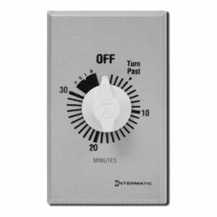 INTERMATIC Spring-Wound Timer: 30 min Max, SPST, 277V AC, Wall Plate Included, Silver (MPN FF30MH). Key specifications — Brand: INTERMATIC; Includes Hold: Hold Included.