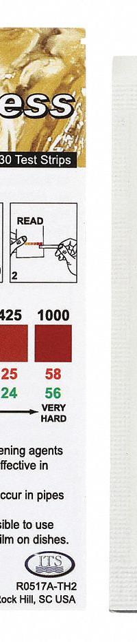 INDUSTRIAL TEST SYSTEMS Test Strips: Total Hardness, 0 to 1,000 ppm Total Hardness, Strip, 30 Tests (MPN 481108). Key specifications — Test Form: Strip; Brand: INDUSTRIAL TEST SYSTEMS; Parameter Measurements Included: 0 to 1,000 ppm Total Hardness.
