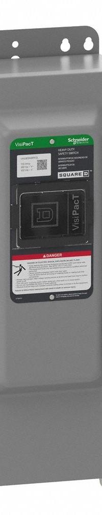 SCHNEIDER Safety Switch: Non-Fusible, 100 A, Three Phase, 600V AC/DC, Galvanized Steel, Indoor (MPN VHU363NAWKGL). Key specifications — attr867131: SCHNEIDER.