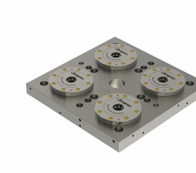 JERGENS Subplate: ZPS, Square, Steel, 400 mm W x 400 mm L x 39 mm H, 105.82 lb Wt - Zero Point System Fixturing Subplates