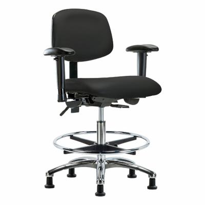 APPROVED VENDOR Ergonomic Chair: Vinyl, Arms Included, Ht Range 21 1/2 in to 29 in, 18 1/2 in Seat Wd - Vinyl Lab Chairs