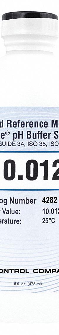 TRACEABLE Buffer - pH 10.012: ACS, 16 oz Volume, Liquid, 10.012 pH, Plastic, Bottle, Solution, 1 (MPN 4282). Key specifications — Brand: TRACEABLE; CAS Number: 144-55-8; Chemical Family Type: Solution; Chemical Grade: ACS; Concentration: 10.012 pH; Container Material: Plastic; Container Type: Bottle; Form: Liquid.