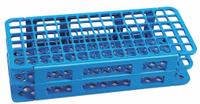 Tube Rack: 4 1/4 in Overall Wd, 2 1/2 in Overall Ht, 9 3/4 in Overall Lg, Polypropylene, Blue (MPN 225645-0002). Key specifications — Material: Polypropylene; Mounting Location: Benchtop; Color: Blue; Product Type: Test Tube Rack; Total Holding Capacity: (90) Tubes; Brand: DYNALON.