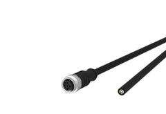 Sensor Cable: M12 Male Straight X Free End, 5 Pins, Black, PUR, 5 m Cable Lg, 4 A Max Current (A) (MPN 142MDA20050). Key specifications — Cable Jacket Color: Black; End 1 Gender: Male; End 1 Mounting Orientation: Straight; End 2 Connection Type: Free End; IP Rating: IPX7; Brand: METZ CONNECT; Wire Size: 22 AWG/42 AWG; Cable Jacket Material: PUR.