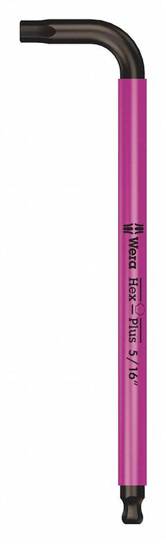 WERA Hex Key: 1 Ball Ends, 5/16 in Tip Size, SAE, Long, Alloy Steel, Black Oxide, L, 2 Tips (MPN 05022637001). Key specifications — attr1205521: WERA; attr1205526: Black Oxide.