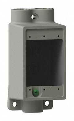 HUBBELL KILLARK Device Box: Aluminum, Rectangular, 1 Gangs, 3/4 in Hub Size, 28.5 cu in Capacity (MPN FDCC-2). Key specifications — Color: Gray; Brand: HUBBELL KILLARK.