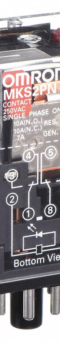 OMRON General Purpose Relay: Socket Mounted, 10 A Current Rating, 240V AC, DPDT, 8 Pins/Terminals (MPN MKS2PNAC240). Key specifications — Brand: OMRON; Base Type: Octal; Mounting Style: Plug-In; Pin Shape: Round; Electrical Connection: Plug-In; Manufacturer Part Number: MKS2PNAC240; Operating Current: 10 A at 30V DC (Resistive Load); Series: MK-S Series.